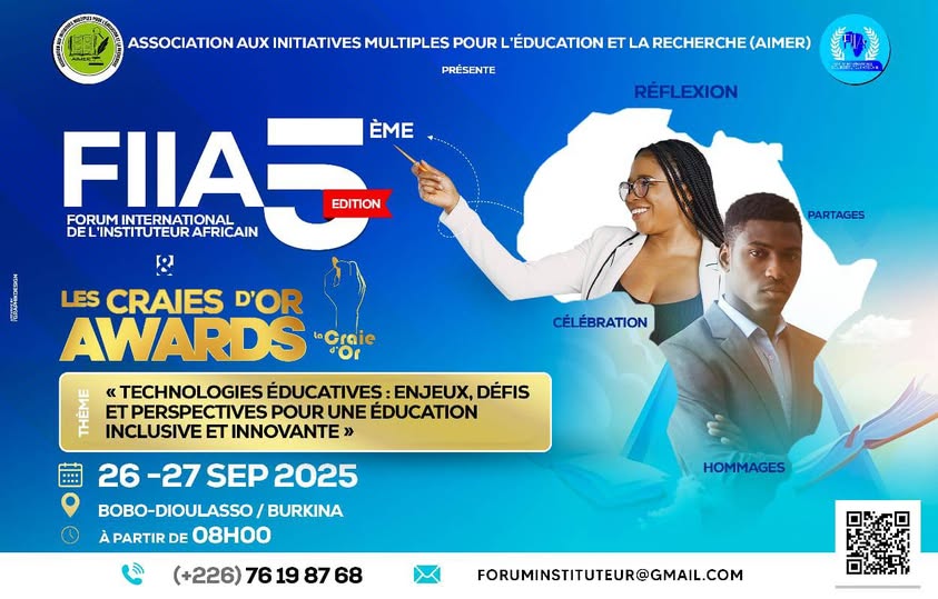 COMMUNIQUÉ OFFICEL :Appel à candidatures pour les trophées de la 5e édition du Forum International de l’Instituteur Africain (FIIA)