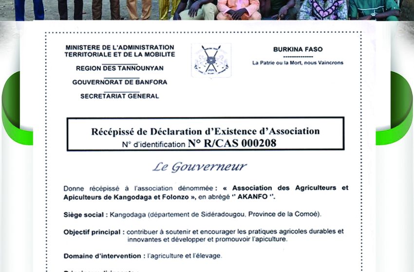 Déclaration d&rsquo;Existence de l&rsquo;Association des Apiculteurs et Agriculteurs de Kangodaga et Folonzo (AKANFO)